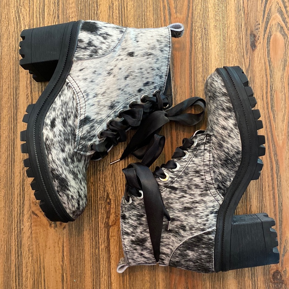 Hair on hide combat boots